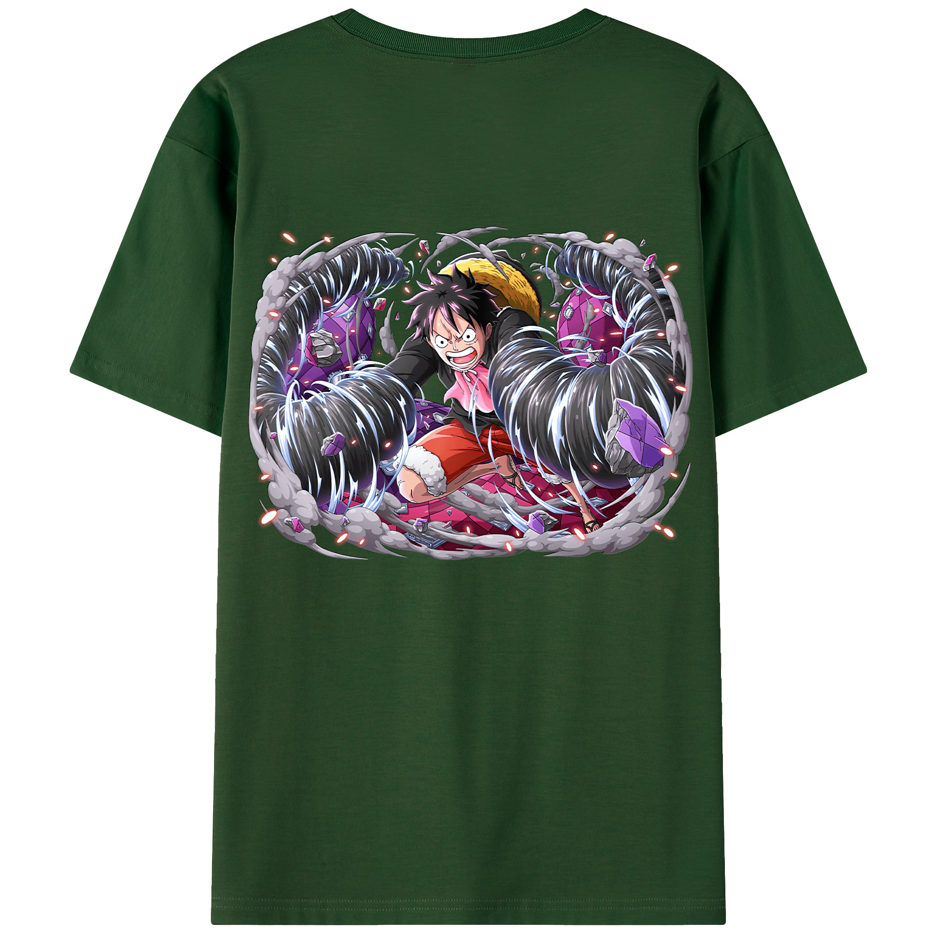 ワンピース モンキー・D・ルフィ ONE PIECE Monkey D. Luffy 綿100％半袖Tシャツ（背面プリント）